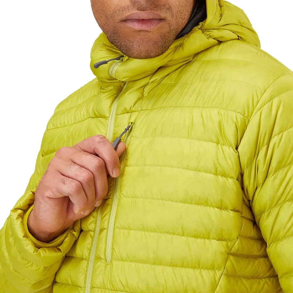 Zip pull and quilted baffle detail on a lightweight puffer jacket