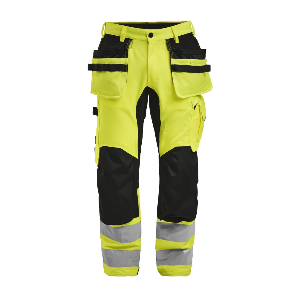 Hi-vis safety cargo trousers with reflective banding