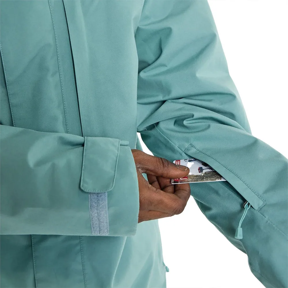 Zipped chest pocket on a ski jacket